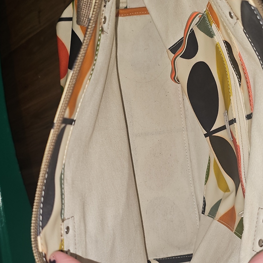 Orla Kiely Multicolor Stem Print Tote - White, Green, Yellow, Orange, Red, Black - Picture 5 of 6